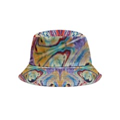 Red Feathers Inside Out Bucket Hat (kids) by kaleidomarblingart