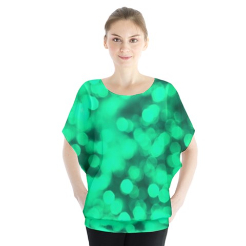 Light Reflections Abstract No10 Green Batwing Chiffon Blouse by DimitriosArt