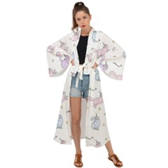 Unicorn Cats Pattern 2 Maxi Kimono