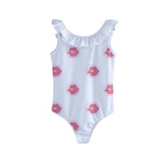 Lips Bubblegum Pattern Kids  Frill Swimsuit by Littlebird