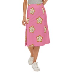 Cookies Pattern Pink Midi Panel Skirt