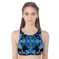 Rare Excotic Blue Flowers In The Forest Of Calm And Peace Tank Bikini Top by pepitasart