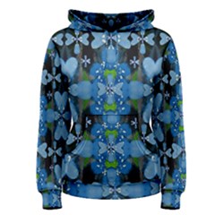 Rare Excotic Blue Flowers In The Forest Of Calm And Peace Women s Pullover Hoodie by pepitasart