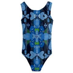 Rare Excotic Blue Flowers In The Forest Of Calm And Peace Kids  Cut-out Back One Piece Swimsuit by pepitasart