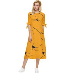 Scary Long Leg Spiders Bow Sleeve Chiffon Midi Dress