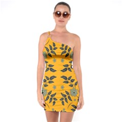 Floral Folk Damask Pattern Fantasy Flowers Floral Geometric Fantasy One Soulder Bodycon Dress by Eskimos