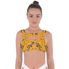 Floral Folk Damask Pattern Fantasy Flowers Floral Geometric Fantasy Bandaged Up Bikini Top by Eskimos