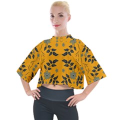 Floral Folk Damask Pattern Fantasy Flowers Floral Geometric Fantasy Mock Neck Tee by Eskimos