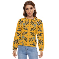 Floral Folk Damask Pattern Fantasy Flowers Floral Geometric Fantasy Women s Long Sleeve Raglan Tee