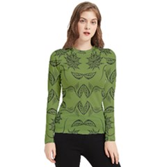 Floral Folk Damask Pattern Fantasy Flowers Floral Geometric Fantasy Women s Long Sleeve Rash Guard by Eskimos