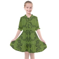 Floral Folk Damask Pattern Fantasy Flowers Floral Geometric Fantasy Kids  All Frills Chiffon Dress by Eskimos