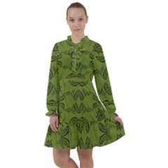 Floral Folk Damask Pattern Fantasy Flowers Floral Geometric Fantasy All Frills Chiffon Dress by Eskimos