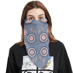 Floral Folk Damask Pattern Fantasy Flowers Floral Geometric Fantasy Face Covering Bandana (triangle) by Eskimos