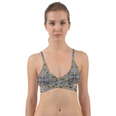 Floral Folk Damask Pattern Fantasy Flowers Floral Geometric Fantasy Wrap Around Bikini Top by Eskimos