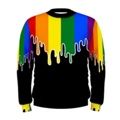 Gay Pride Flag Rainbow Drip On Black Blank Black For Designs Men s Sweatshirt by VernenInk