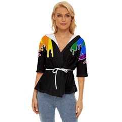 Gay Pride Flag Rainbow Drip On Black Blank Black For Designs Lightweight Drawstring Hooded Top by VernenInk