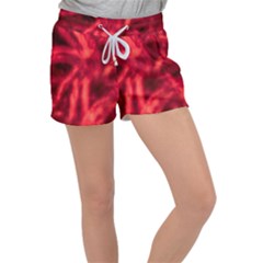 Cadmium Red Abstract Stars Velour Lounge Shorts by DimitriosArt