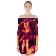 Lava Abstract Stars Long Sleeve Off Shoulder Dress