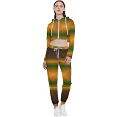 Gradient Cropped Zip Up Lounge Set