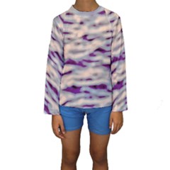 Orange  Waves Abstract Series No1 Kids  Long Sleeve Swimwear by DimitriosArt