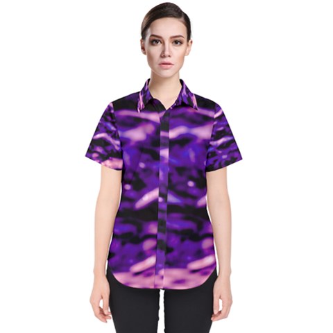 Purple  Waves Abstract Series No1 Women s Short Sleeve Shirt by DimitriosArt