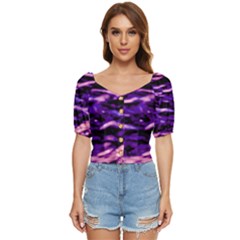 Purple  Waves Abstract Series No1 Button Up Blouse