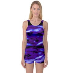 Purple  Waves Abstract Series No2 One Piece Boyleg Swimsuit by DimitriosArt