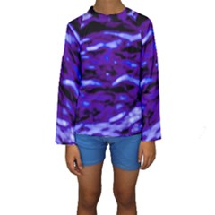 Purple  Waves Abstract Series No2 Kids  Long Sleeve Swimwear by DimitriosArt