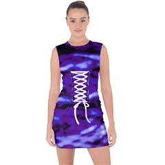 Purple  Waves Abstract Series No2 Lace Up Front Bodycon Dress by DimitriosArt