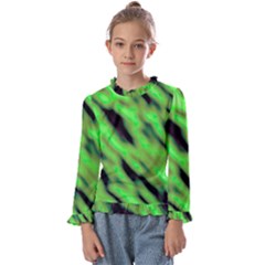 Green  Waves Abstract Series No7 Kids  Frill Detail Tee