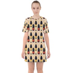 Champagne For The Holiday Sixties Short Sleeve Mini Dress by SychEva