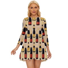 Champagne For The Holiday Long Sleeve Babydoll Dress by SychEva