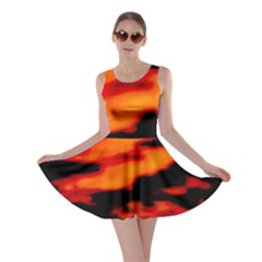 Red  Waves Abstract Series No13 Skater Dress by DimitriosArt