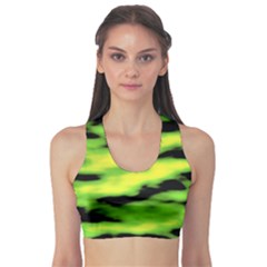 Green  Waves Abstract Series No12 Sports Bra by DimitriosArt