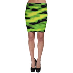 Green  Waves Abstract Series No12 Bodycon Skirt by DimitriosArt