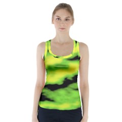 Green  Waves Abstract Series No12 Racer Back Sports Top by DimitriosArt