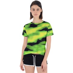 Green  Waves Abstract Series No12 Open Back Sport Tee by DimitriosArt