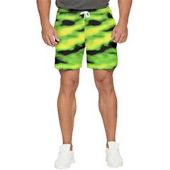 Green  Waves Abstract Series No12 Men s Runner Shorts by DimitriosArt