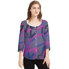 3d Lovely Geo Lines Chiffon Quarter Sleeve Blouse by Uniqued