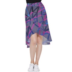 3d Lovely Geo Lines Frill Hi Low Chiffon Skirt by Uniqued