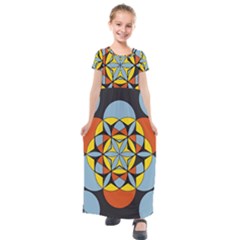 Abstract Pattern Geometric Backgrounds   Kids  Short Sleeve Maxi Dress by Eskimos