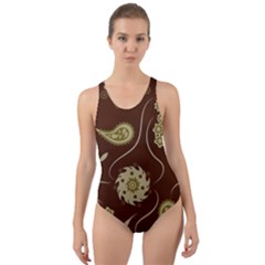 Floral Pattern Paisley Style  Cut-out Back One Piece Swimsuit by Eskimos