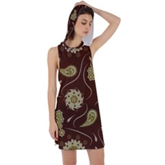 Floral Pattern Paisley Style  Racer Back Hoodie Dress