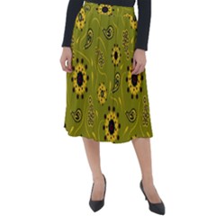 Floral Pattern Paisley Style  Classic Velour Midi Skirt  by Eskimos