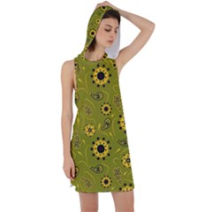 Floral Pattern Paisley Style  Racer Back Hoodie Dress by Eskimos