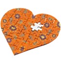 Floral pattern paisley style  Wooden Puzzle Heart View2