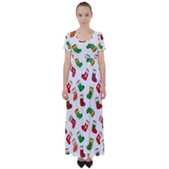 New Year s Multicolored Socks High Waist Short Sleeve Maxi Dress