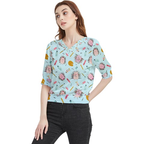 Hedgehogs Artists Quarter Sleeve Blouse by SychEva