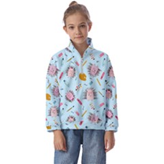 Hedgehogs Artists Kids  Half Zip Hoodie by SychEva