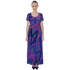 3d Lovely Geo Lines High Waist Short Sleeve Maxi Dress by Uniqued